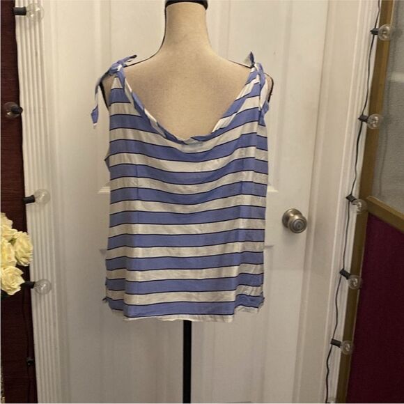 Escada Blue and White Striped Tank Top, L - Picture 6 of 7